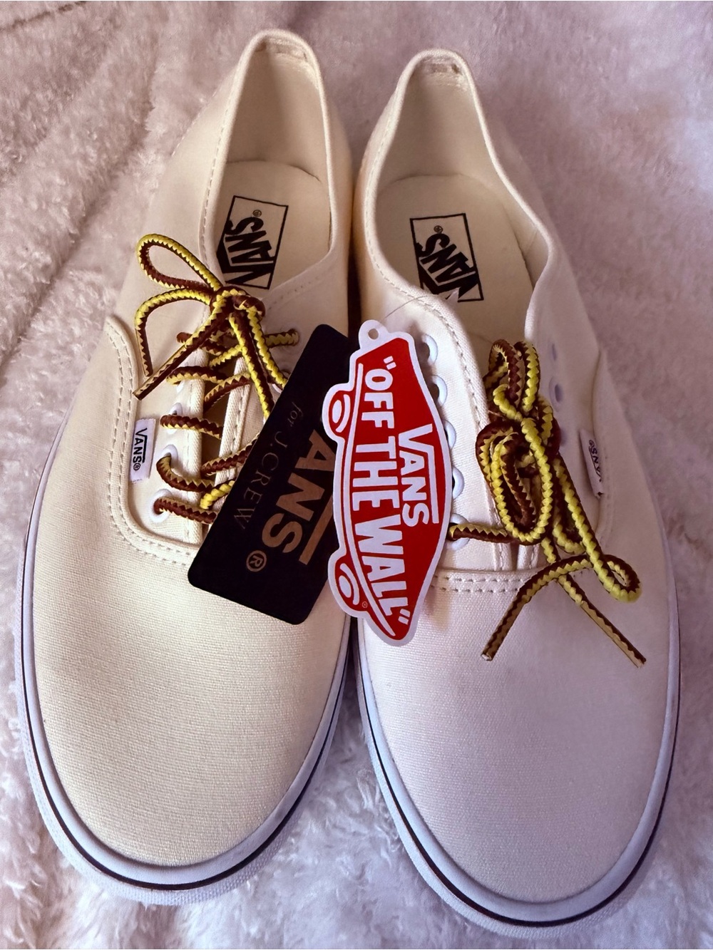 VANS Off The Wall Men's White Canvas Lace-Up Low-Top Sneakers US 9.5 #JCrew